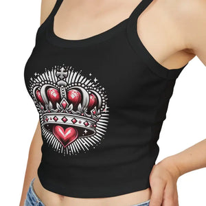 Royal Heart Crown Spaghetti Strap Tank - Regal Comfort Style - Dipaliz - Tops