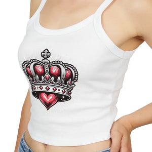 Royal Heart Crown Spaghetti Strap Tank - Regal Comfort Style - Dipaliz - Tops