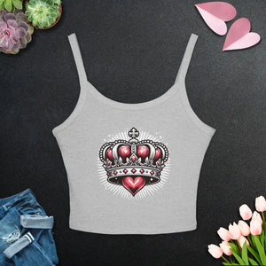 Royal Heart Crown Spaghetti Strap Tank - Regal Comfort Style - Dipaliz - Athletic Heather / Xs - Tops