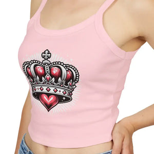 Royal Heart Crown Spaghetti Strap Tank - Regal Comfort Style - Dipaliz - Tops