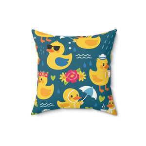 Flat canary duck with an orange bill, DipaliZ pillow design detail