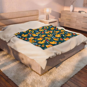 Rubber Duck Swim Velveteen Plush Blanket, Cozy Baby & Kids Throw - Blankets