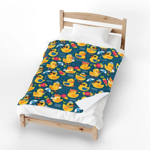 Rubber Duck Swim Velveteen Plush Blanket, Cozy Baby & Kids Throw - Blankets