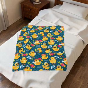 Rubber Duck Swim Velveteen Plush Blanket, Cozy Baby & Kids Throw - Blankets