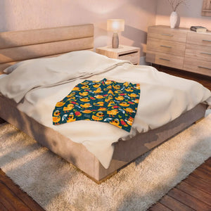 Rubber Duck Swim Velveteen Plush Blanket, Cozy Baby & Kids Throw - Blankets