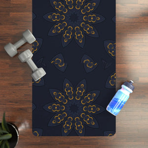 Geometric Rubber Yoga Mat – Navy Blue Pattern - Dipaliz - & Pilates Mats