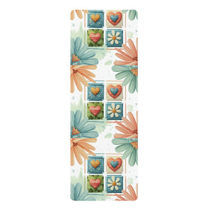 Hearts and Flowers Rubber Yoga Mat - Dipaliz - Exercise & Fitness
