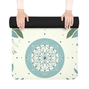Teal Leaves Rubber Yoga Mat – Microfiber Suede - Dipaliz - Exercise & Fitness