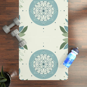 Teal Leaves Rubber Yoga Mat – Microfiber Suede - Dipaliz - Exercise & Fitness