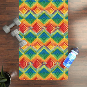 Rubber Yoga Mat - Vibrant Rainbow Geometric Pattern - Dipaliz - 24” x 72” - & Pilates Mats