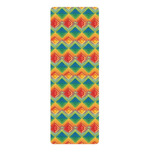 Rubber Yoga Mat - Vibrant Rainbow Geometric Pattern - Dipaliz - 24” x 72” - & Pilates Mats