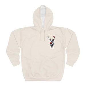 Rudolf Reindeer Christmas Pullover Hoodie - Festive Cozy Art - Dipaliz - Xs - Hoodies