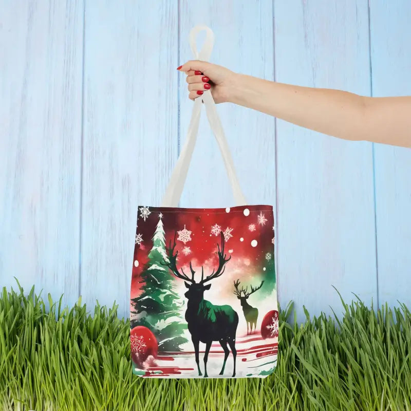 Celebrate Christmas with a Rudolf Reindeer Tote Bag! - 13’’ × / White Bags