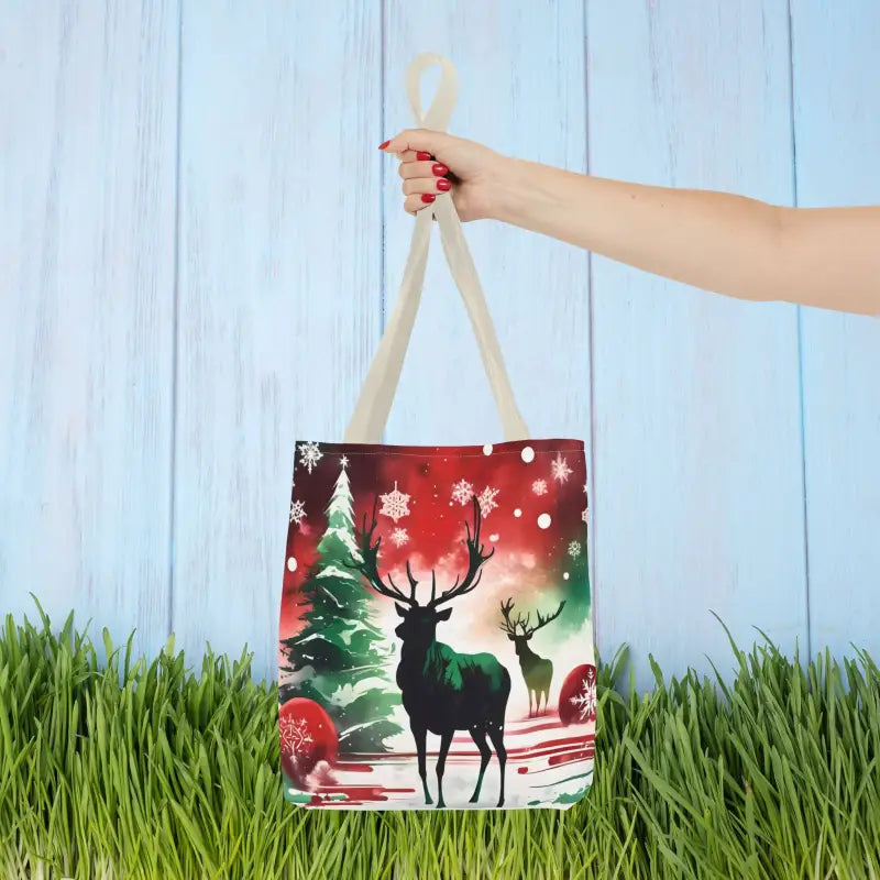 Celebrate Christmas with a Rudolf Reindeer Tote Bag! - 13’’ × / Beige Bags