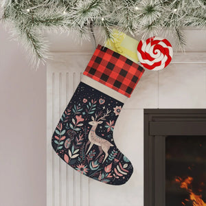 Personalized Rudolf Reindeer Stocking – Linen Christmas - Dipaliz - Holiday Stockings