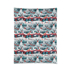 Home Decor - Rudolf Reindeer Christmas Tree Cozy Comforter - Dipaliz 68’’ × 88’’