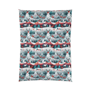 Rudolf Reindeer Christmas Tree Comforter Cozy Bedding Dipaliz - 68’’ × 92’’ - Quilts & Comforters
