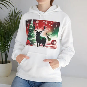 Rudolf Reindeer with Christmas Tree Hooded Sweatshirt - Dipaliz - Hoodies