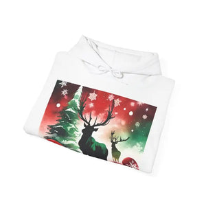 Rudolf Reindeer with Christmas Tree Hooded Sweatshirt - Dipaliz - Hoodies