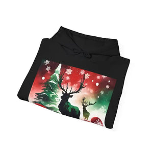 Rudolf Reindeer with Christmas Tree Hooded Sweatshirt - Dipaliz - Hoodies