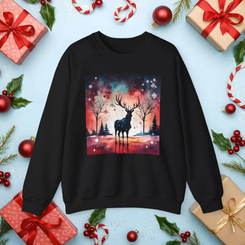 Rudolf Reindeer Christmas Unisex Heavy Blend Crewneck Sweatshirt - s / Black