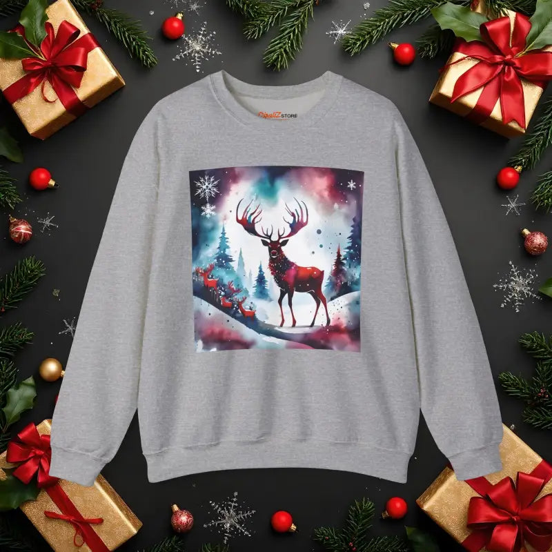 Rudolf Reindeer Christmas Unisex Heavy Blend Crewneck Sweatshirt - s / Sport Grey