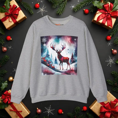 Rudolf Reindeer Christmas Unisex Heavy Blend Crewneck Sweatshirt - s / Sport Grey