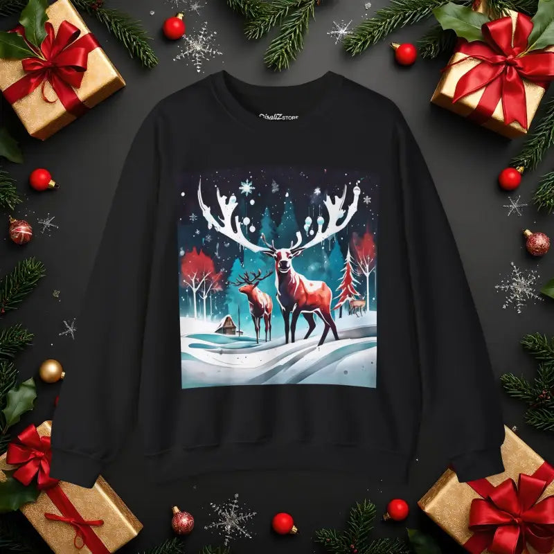 Rudolf the Reindeer Christmas Unisex Heavy Blend Crewneck Sweatshirt - s / Black