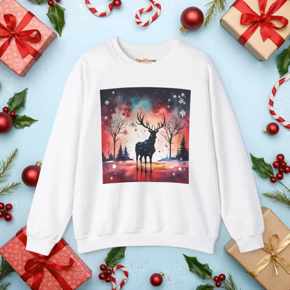 Rudolf Reindeer Christmas Unisex Heavy Blend Crewneck Sweatshirt - s / White