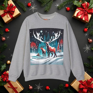 Rudolf Reindeer Christmas Crewneck Sweatshirt - Cozy Festive - Dipaliz - s / Sport Grey - T-shirts