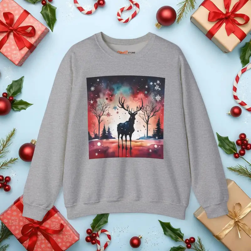 Rudolf Reindeer Christmas Unisex Heavy Blend Crewneck Sweatshirt - s / Sport Grey