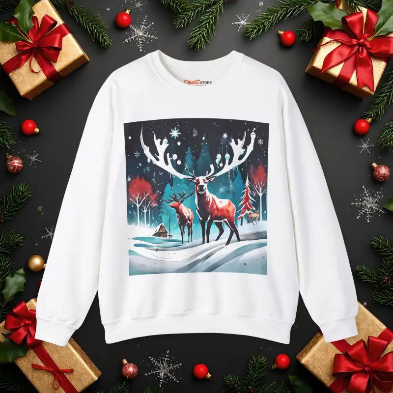 Rudolf Crewneck Sweatshirt Unisex Heavy Blend Christmas Vibes - s / White