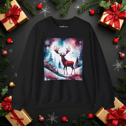 Rudolf Reindeer Christmas Unisex Heavy Blend Crewneck Sweatshirt - s / Black