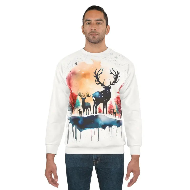 Cozy Rudolf Reindeer Christmas Sweatshirt Unisex Fun - All Over Prints