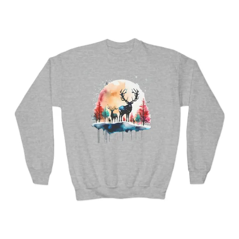 Cozy Rudolf Reindeer Christmas Youth Crewneck Sweatshirt Fun - Kids Clothes