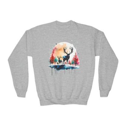 Cozy Rudolf Reindeer Christmas Youth Crewneck Sweatshirt Fun - Kids Clothes