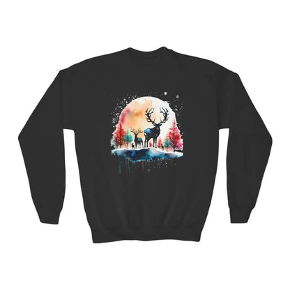 Cozy Rudolf Reindeer Christmas Youth Crewneck Sweatshirt Fun - Kids Clothes