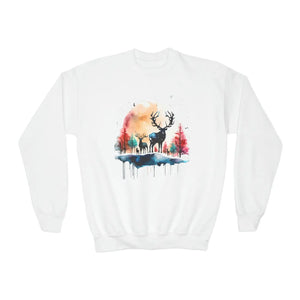 Festive Youth Crewneck Sweatshirt Rudolf Reindeer Christmas - Dipaliz - Sweatshirts