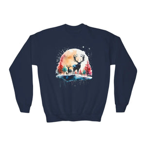 Festive Youth Crewneck Sweatshirt Rudolf Reindeer Christmas - Dipaliz - Sweatshirts