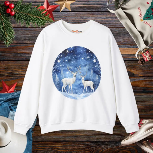 Rudolf Unisex Crewneck with Colorful Christmas Magic - s / White Sweatshirt