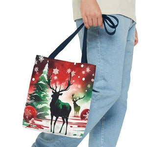 Rudolf Reindeer Christmas Holiday Tote Bag - Festive Style - Dipaliz - Bags