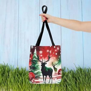 Rudolf Reindeer Christmas Holiday Tote Bag - Festive Style - Dipaliz - 13’’ × / Black - Bags