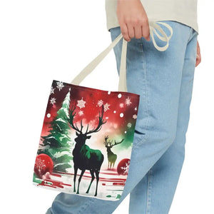 Rudolf Reindeer Christmas Holiday Tote Bag - Festive Style - Dipaliz - Bags
