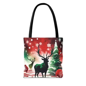 Rudolf Reindeer Christmas Holiday Tote Bag - Festive Style - Dipaliz - Bags