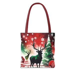 Rudolf Reindeer Christmas Holiday Tote Bag - Festive Style - Dipaliz - Bags