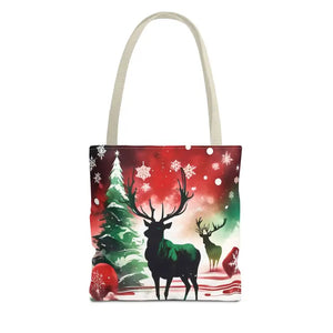 Rudolf Reindeer Christmas Holiday Tote Bag - Festive Style - Dipaliz - 13’’ × / Beige - Bags