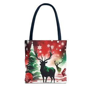 Rudolf Reindeer Christmas Holiday Tote Bag - Festive Style - Dipaliz - 13’’ × / Navy - Bags