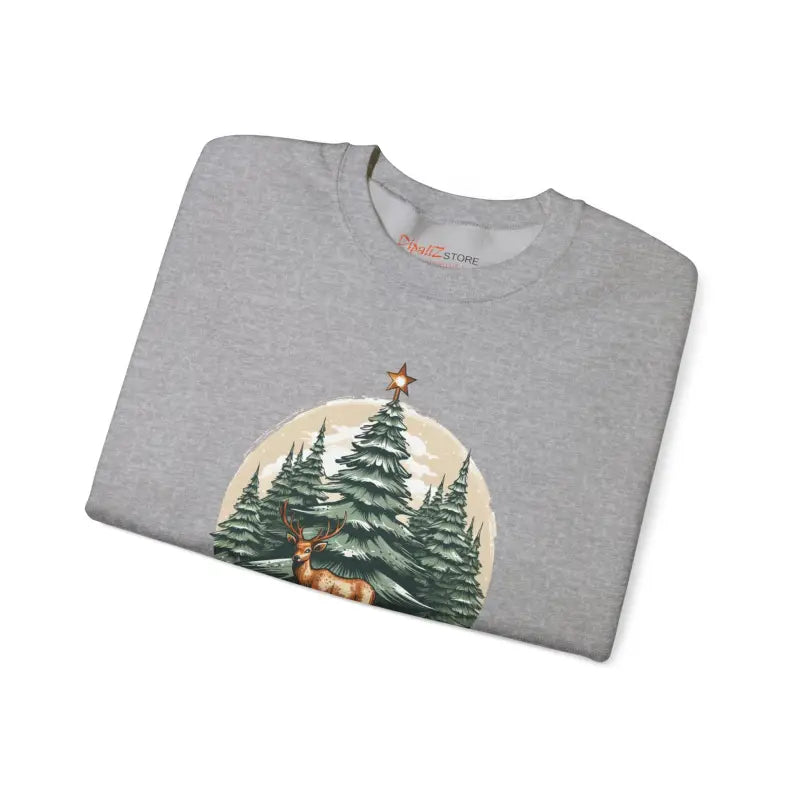 Rudolf the Reindeer with Trees Unisex Heavy Blend Crewneck Sweatshirt