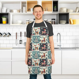 Reindeer Christmas Apron - Festive Holiday Kitchen Style - Dipaliz - Aprons
