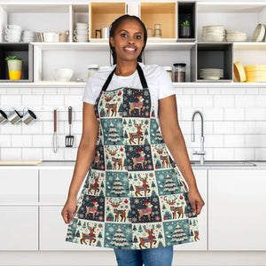 Reindeer Christmas Apron - Festive Holiday Kitchen Style - Dipaliz - Aprons